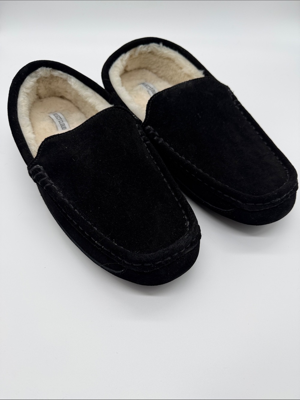 Project Cloud Men's Black Suede Fleece-Lined Slip-On Loafers Sz 12